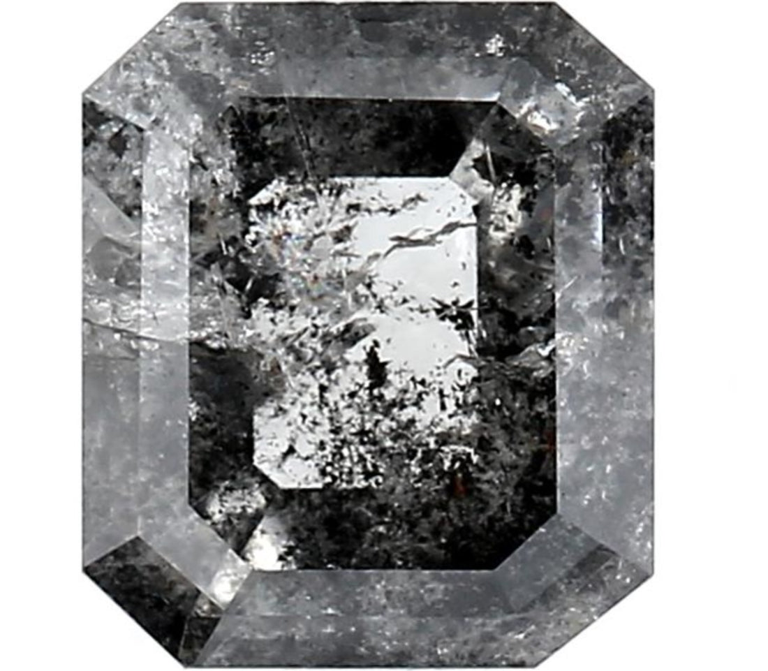 1.62 Carat Salt and Pepper Diamond, Natural Gray Color Emerald Loose Diamond for Engagement Ring