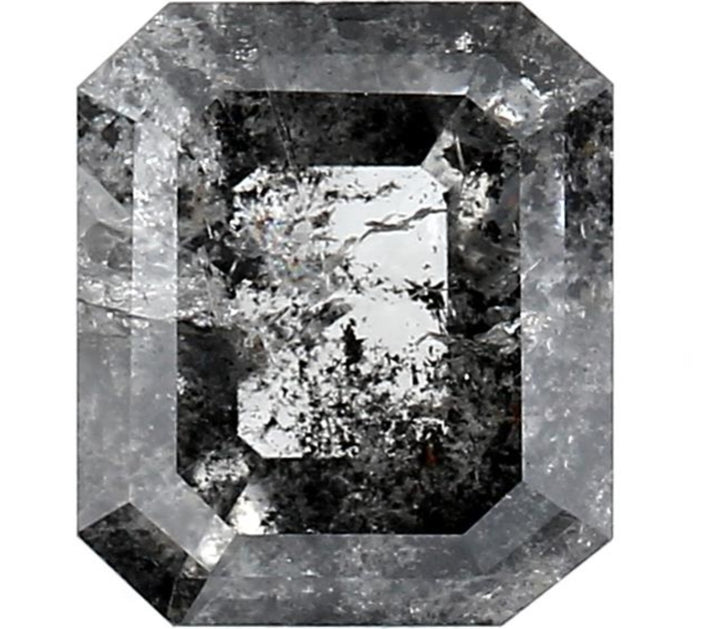 1.62 Carat Salt and Pepper Diamond, Natural Gray Color Emerald Loose Diamond for Engagement Ring