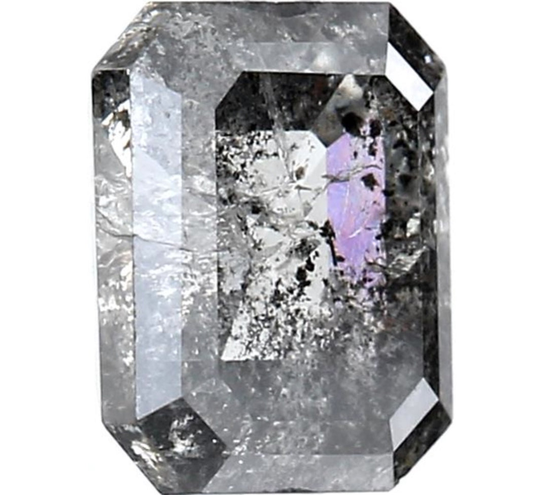 1.62 Carat Salt and Pepper Diamond, Natural Gray Color Emerald Loose Diamond for Engagement Ring