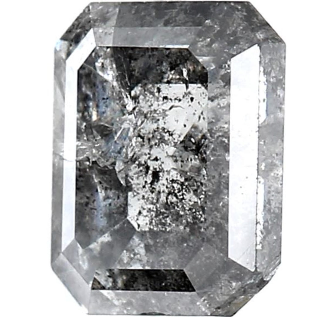 1.62 Carat Salt and Pepper Diamond, Natural Gray Color Emerald Loose Diamond for Engagement Ring