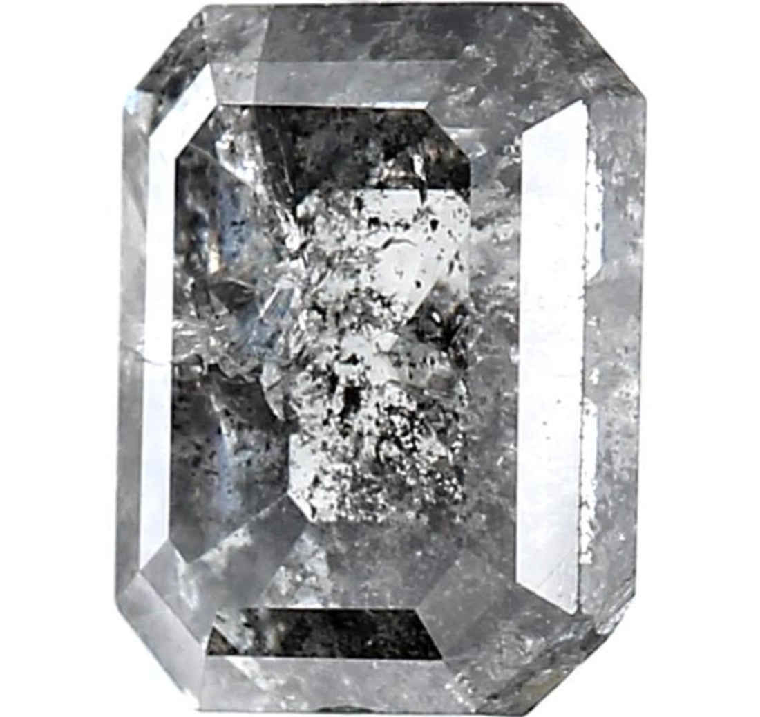 1.62 Carat Salt and Pepper Diamond, Natural Gray Color Emerald Loose Diamond for Engagement Ring