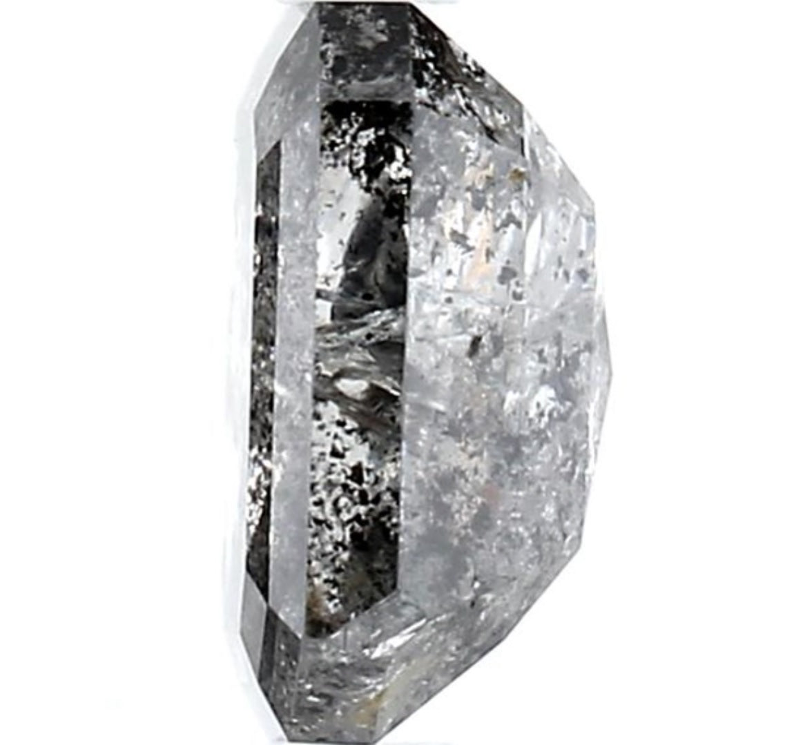 1.62 Carat Salt and Pepper Diamond, Natural Gray Color Emerald Loose Diamond for Engagement Ring