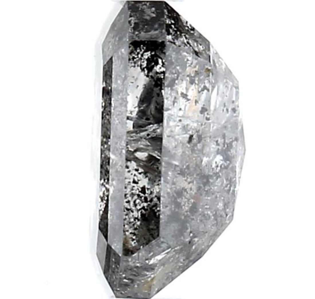 1.62 Carat Salt and Pepper Diamond, Natural Gray Color Emerald Loose Diamond for Engagement Ring