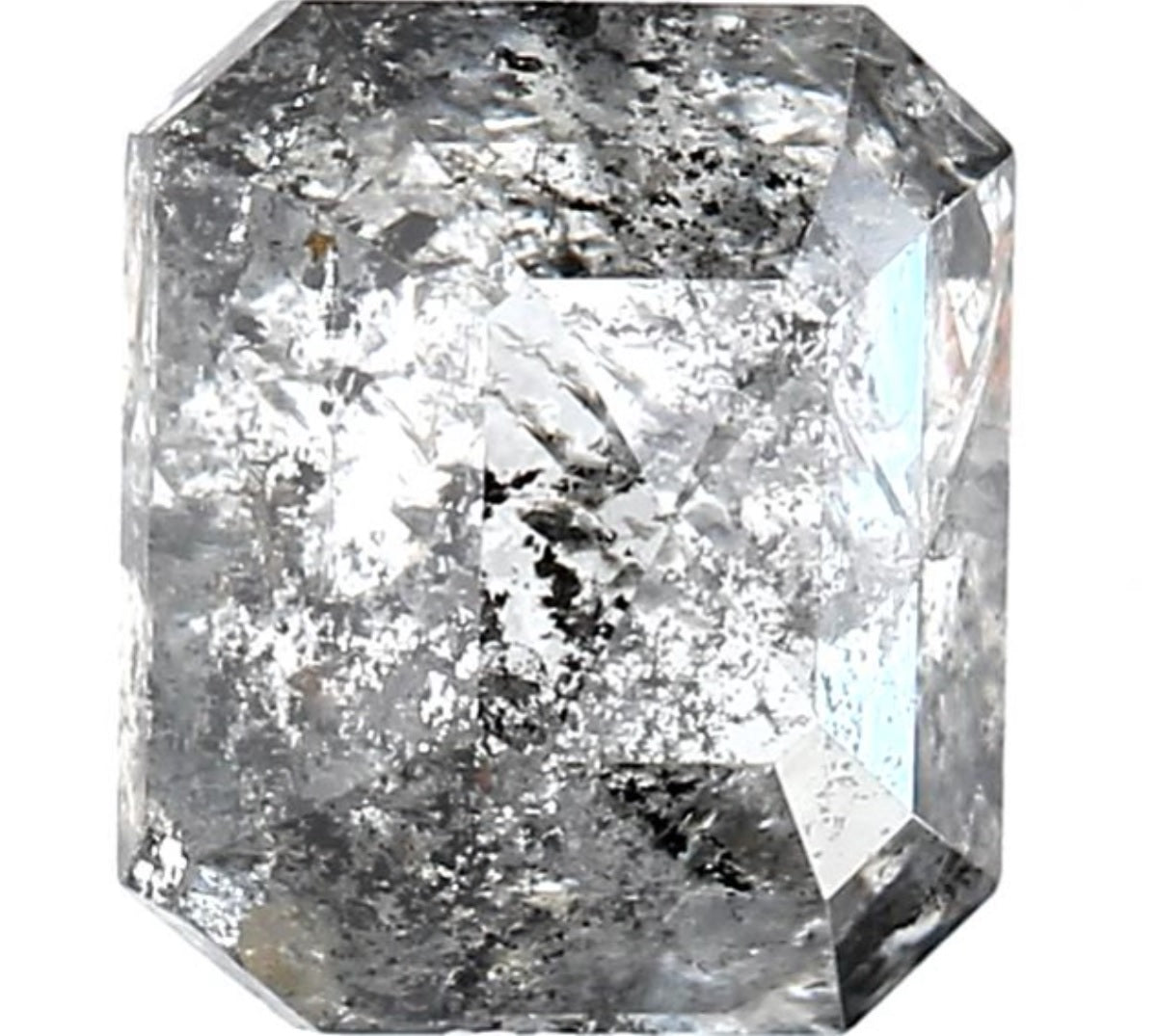 1.62 Carat Salt and Pepper Diamond, Natural Gray Color Emerald Loose Diamond for Engagement Ring