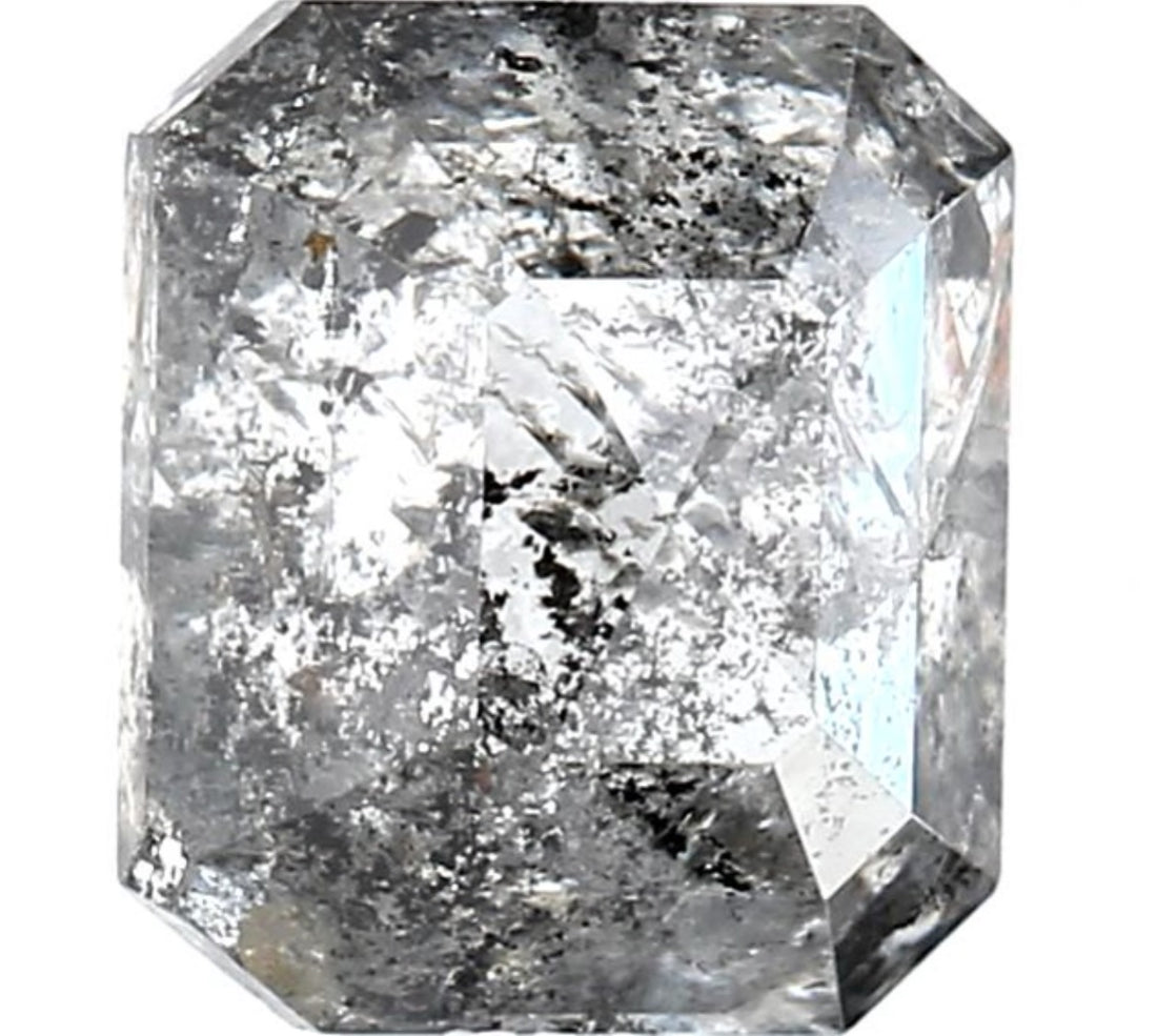 1.62 Carat Salt and Pepper Diamond, Natural Gray Color Emerald Loose Diamond for Engagement Ring