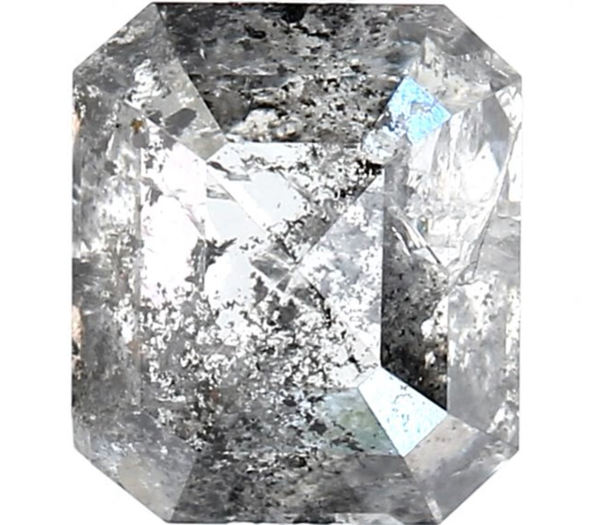 1.62 Carat Salt and Pepper Diamond, Natural Gray Color Emerald Loose Diamond for Engagement Ring