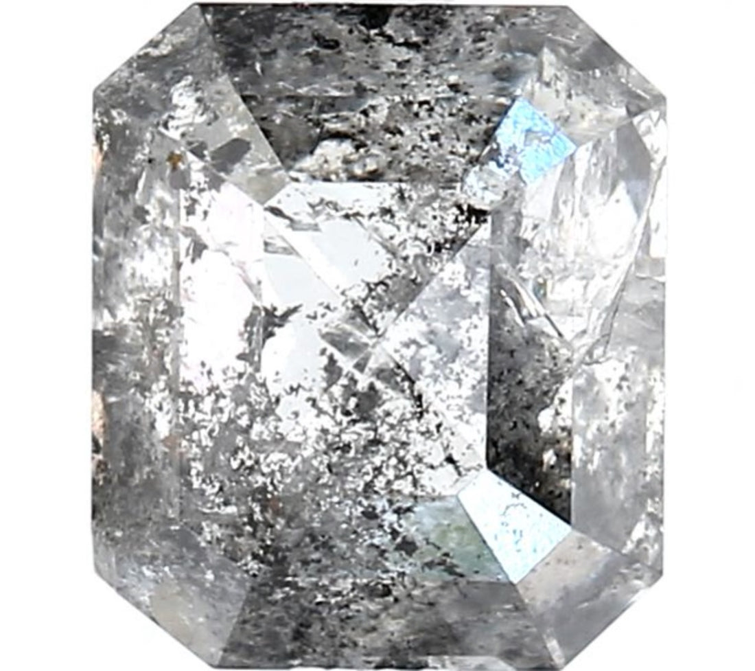 1.62 Carat Salt and Pepper Diamond, Natural Gray Color Emerald Loose Diamond for Engagement Ring