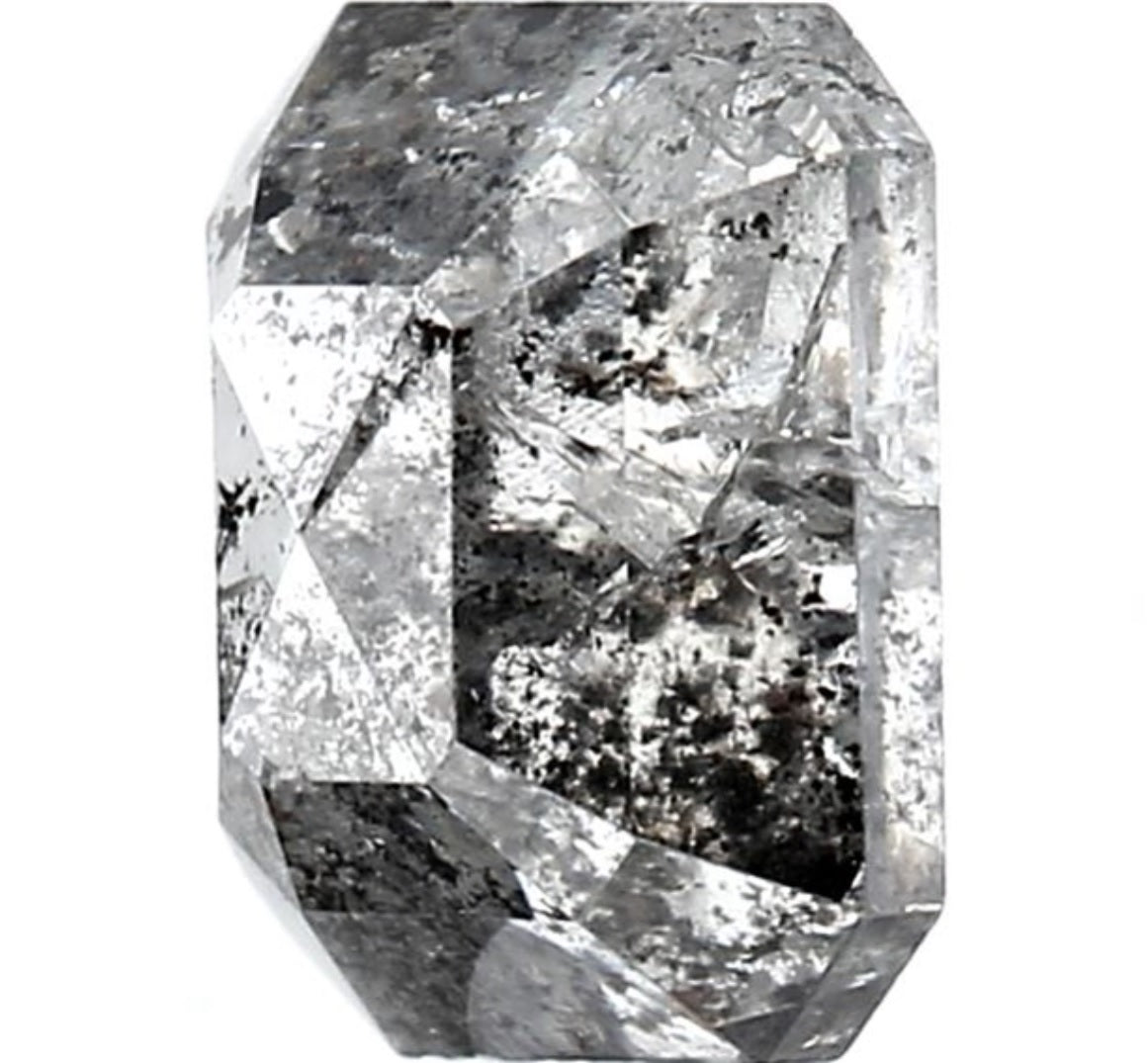 1.62 Carat Salt and Pepper Diamond, Natural Gray Color Emerald Loose Diamond for Engagement Ring