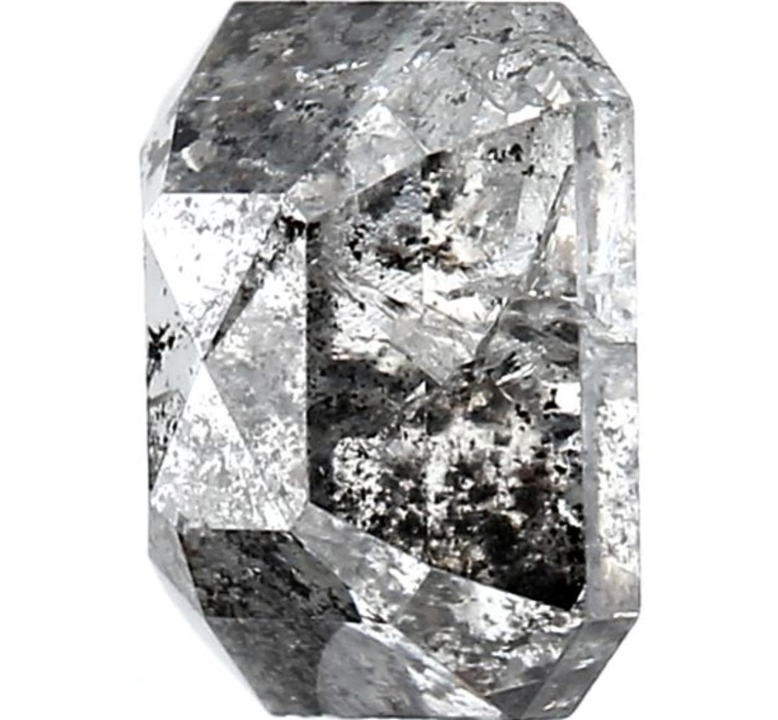1.62 Carat Salt and Pepper Diamond, Natural Gray Color Emerald Loose Diamond for Engagement Ring