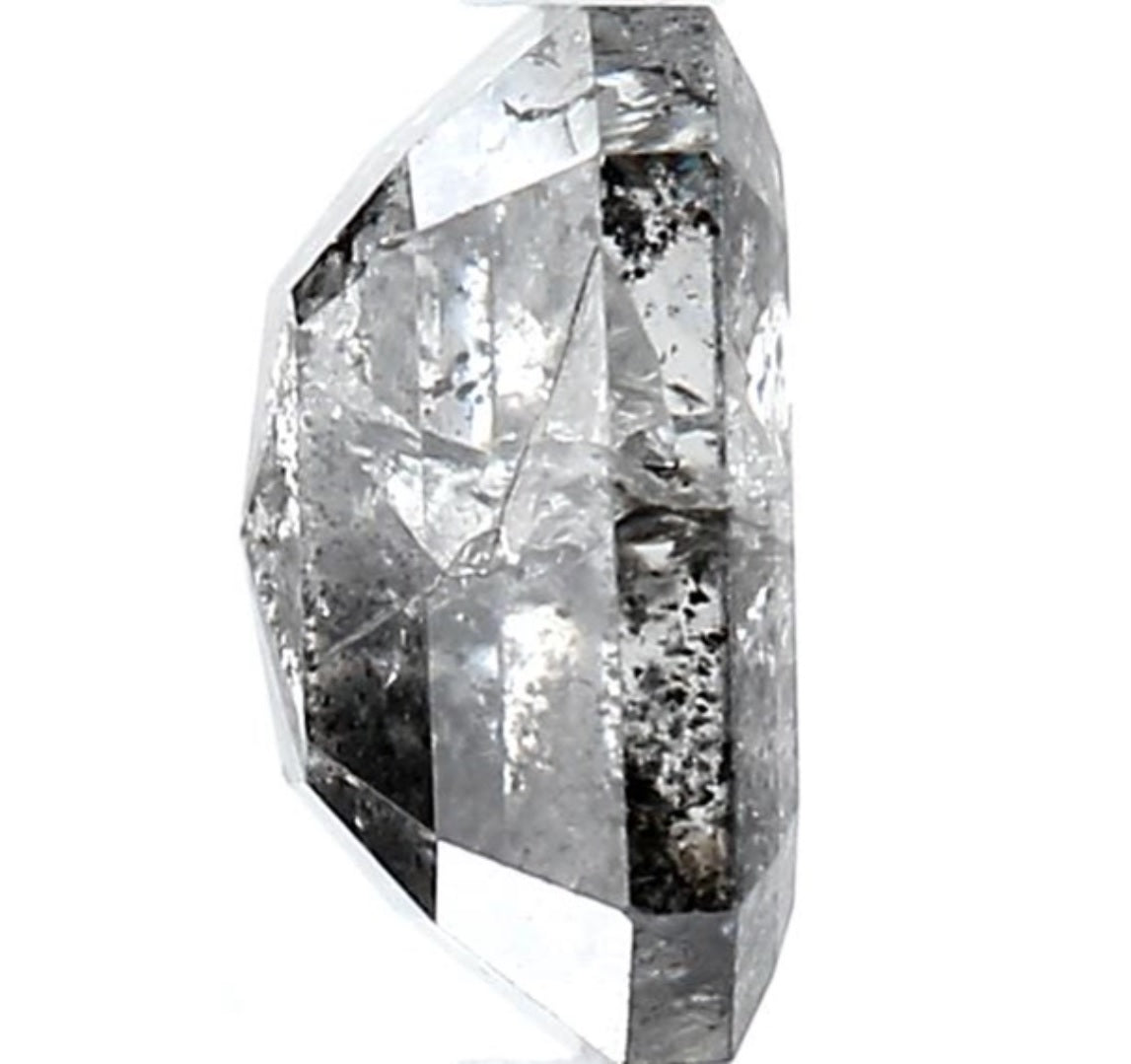 1.62 Carat Salt and Pepper Diamond, Natural Gray Color Emerald Loose Diamond for Engagement Ring