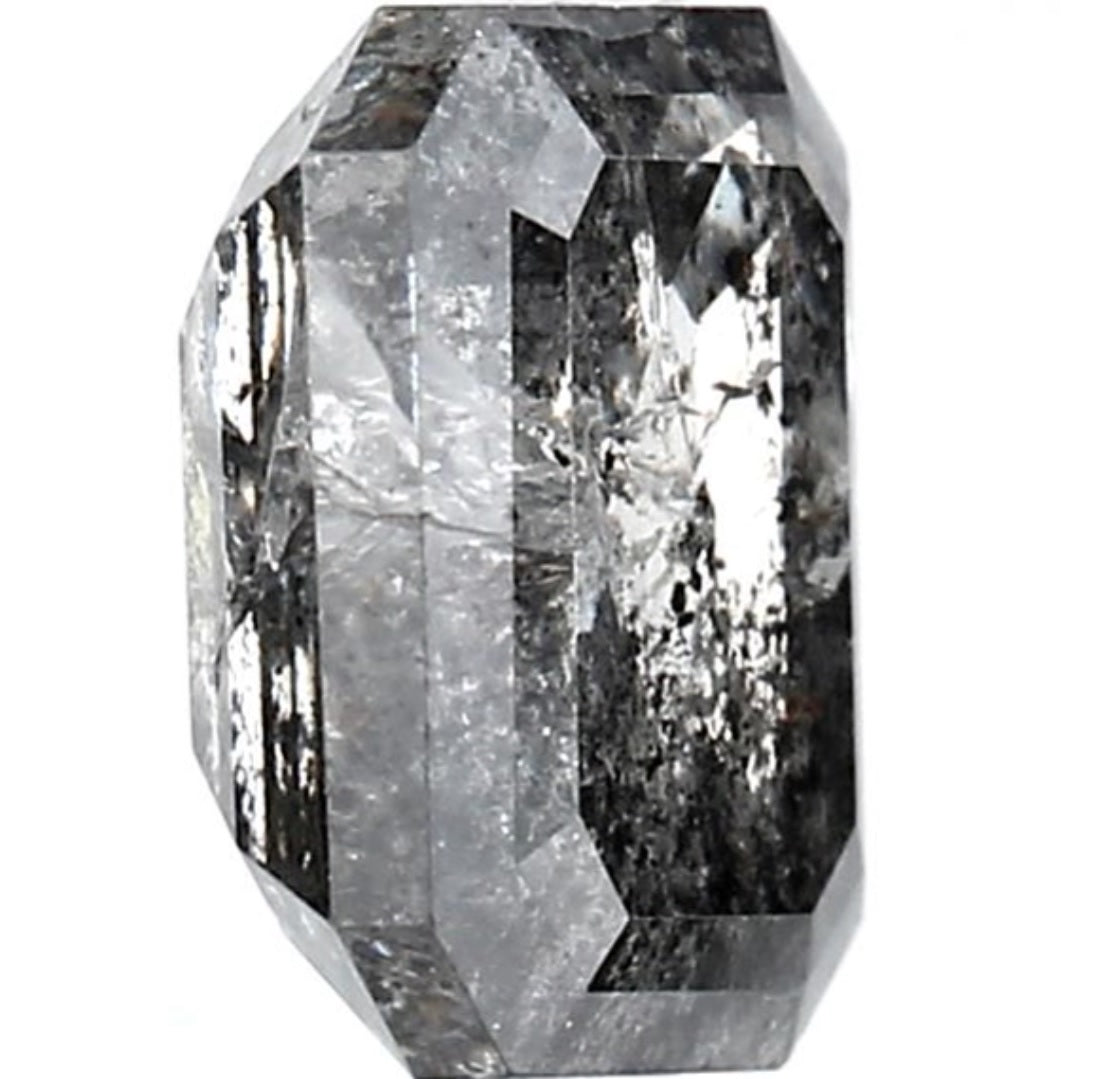 1.62 Carat Salt and Pepper Diamond, Natural Gray Color Emerald Loose Diamond for Engagement Ring