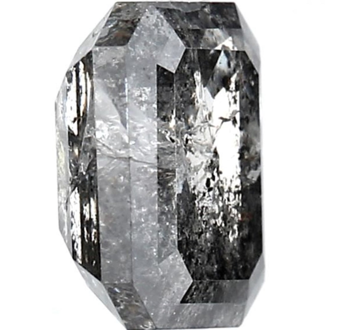 1.62 Carat Salt and Pepper Diamond, Natural Gray Color Emerald Loose Diamond for Engagement Ring