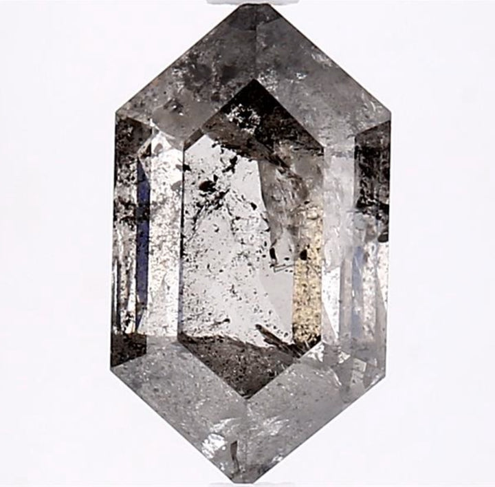 1.92 Carat Salt and Pepper Diamond, Natural Gray Color Hexagon Loose Diamond for Engagement Ring