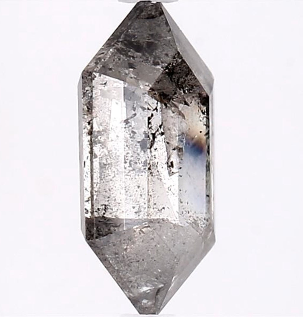 1.92 Carat Salt and Pepper Diamond, Natural Gray Color Hexagon Loose Diamond for Engagement Ring