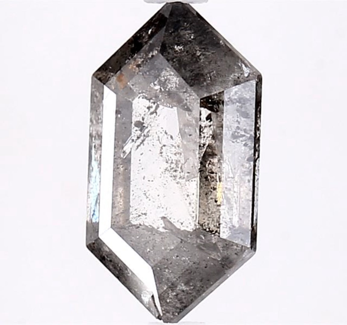 1.92 Carat Salt and Pepper Diamond, Natural Gray Color Hexagon Loose Diamond for Engagement Ring