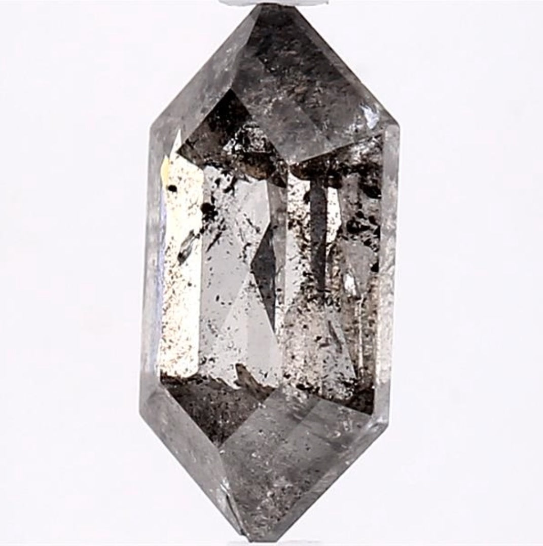 1.92 Carat Salt and Pepper Diamond, Natural Gray Color Hexagon Loose Diamond for Engagement Ring