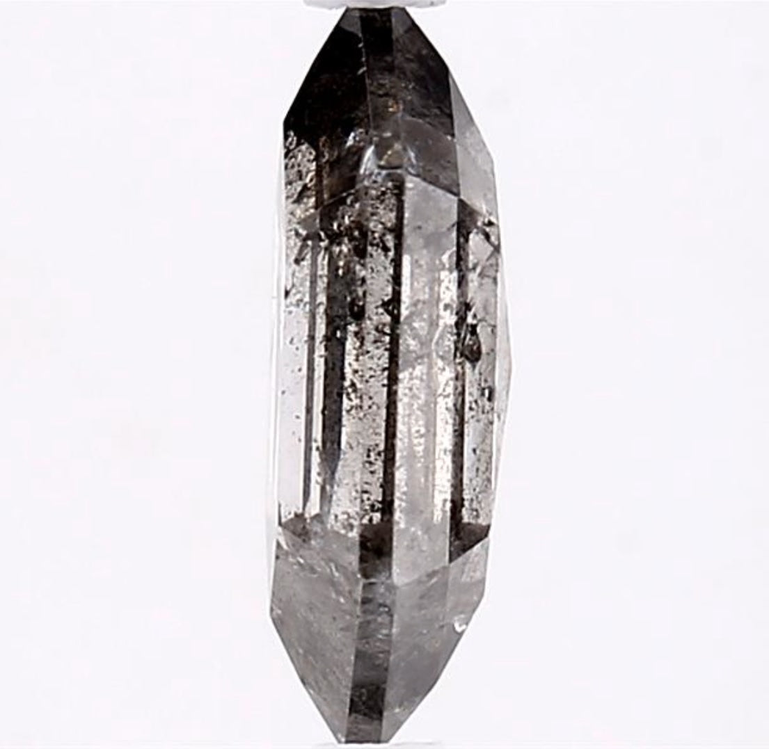 1.92 Carat Salt and Pepper Diamond, Natural Gray Color Hexagon Loose Diamond for Engagement Ring
