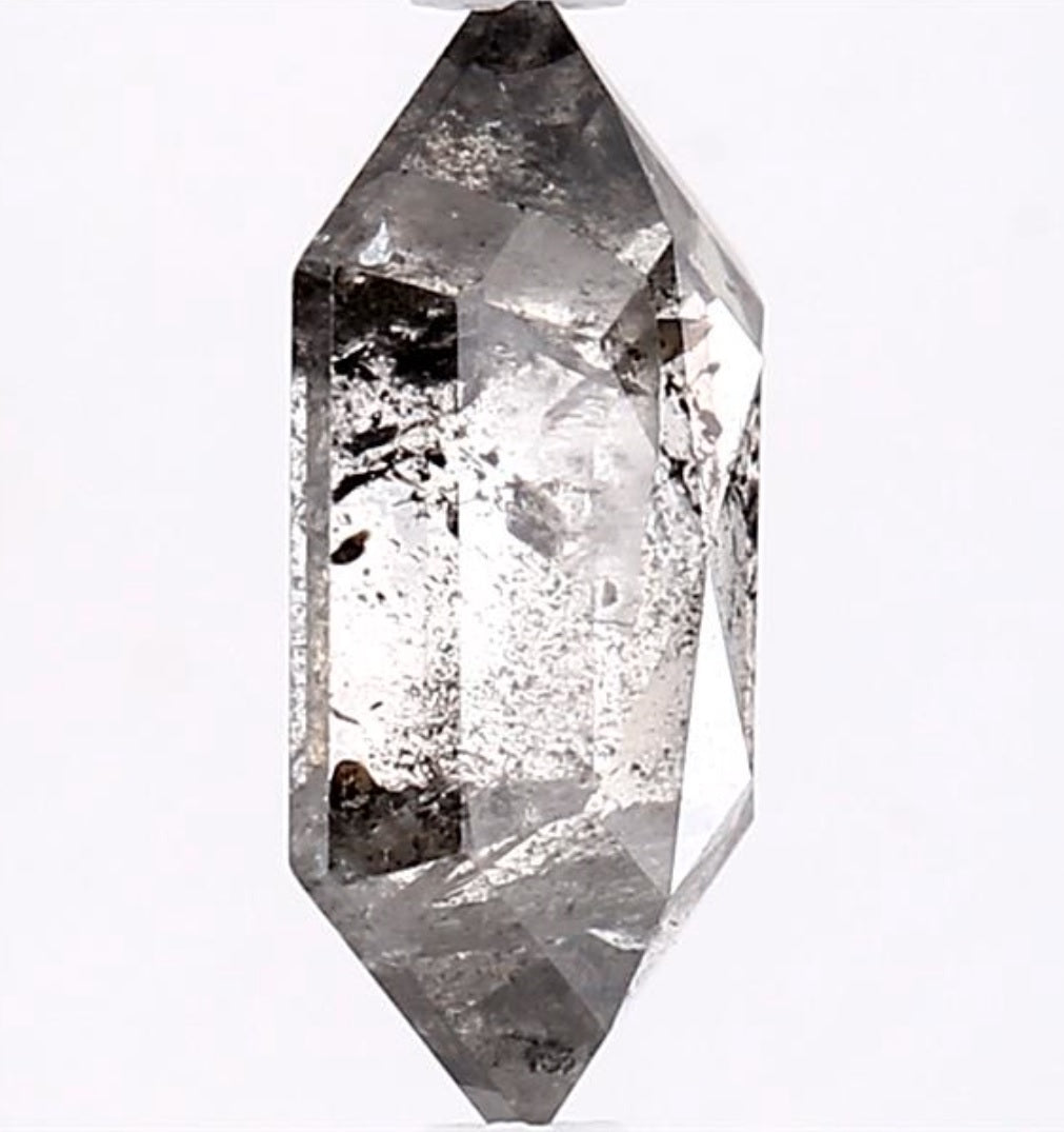 1.92 Carat Salt and Pepper Diamond, Natural Gray Color Hexagon Loose Diamond for Engagement Ring