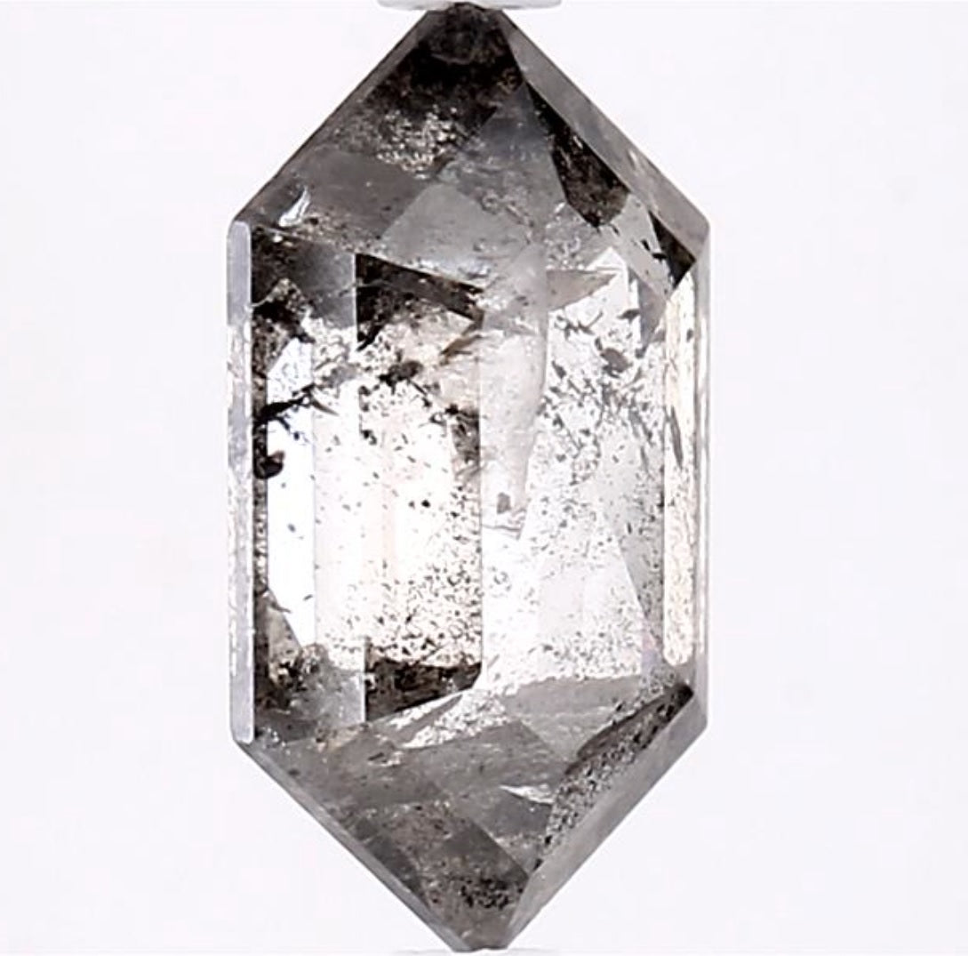 1.92 Carat Salt and Pepper Diamond, Natural Gray Color Hexagon Loose Diamond for Engagement Ring