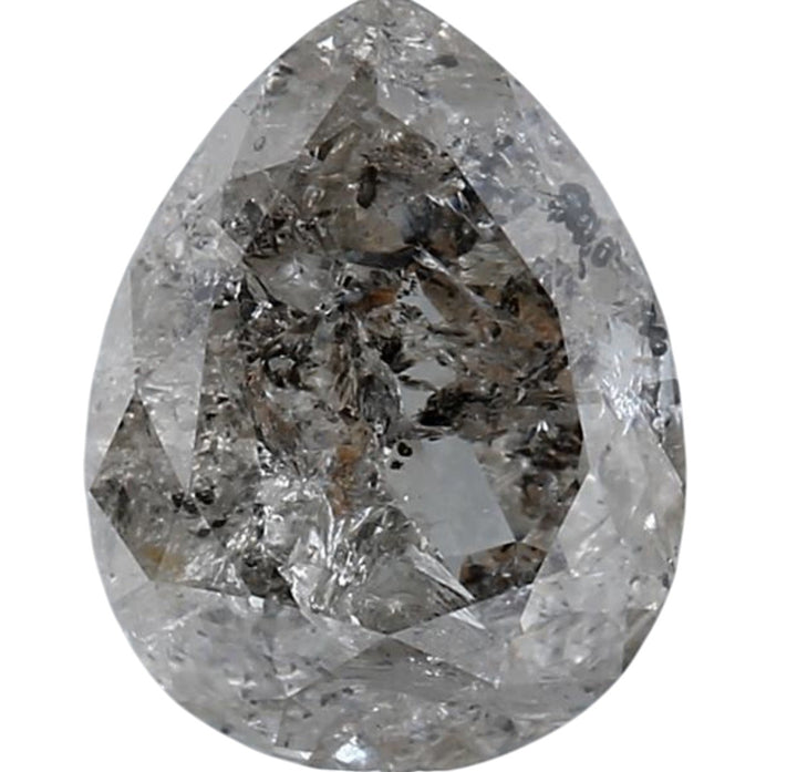 1.73 Carat Salt and Pepper Diamond, Natural Gray Color Pear Loose Diamond for Engagement Ring