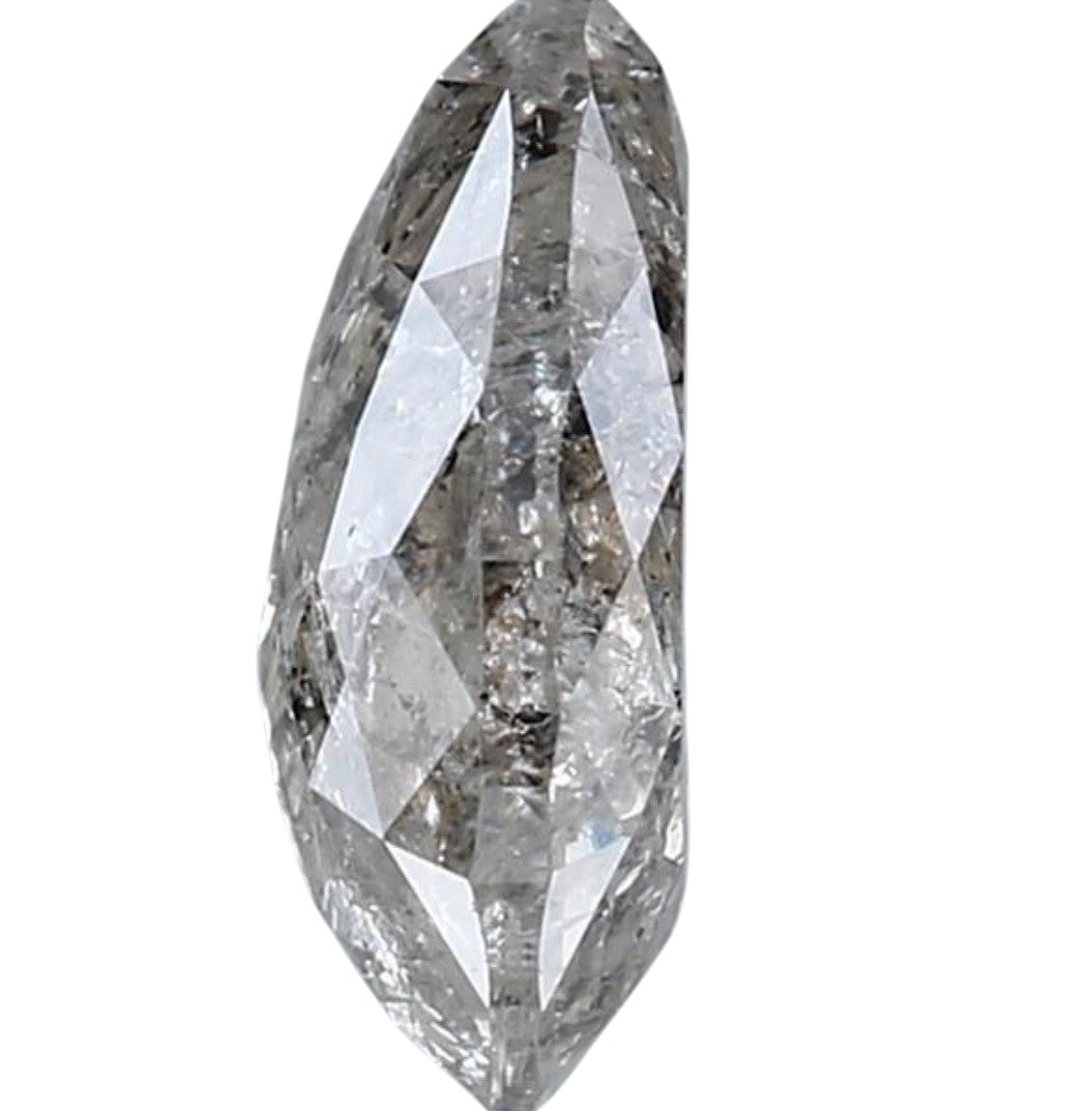 1.73 Carat Salt and Pepper Diamond, Natural Gray Color Pear Loose Diamond for Engagement Ring
