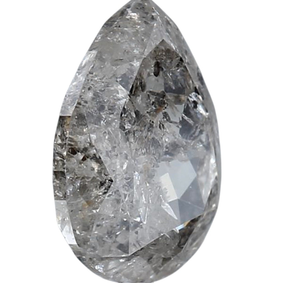 1.73 Carat Salt and Pepper Diamond, Natural Gray Color Pear Loose Diamond for Engagement Ring