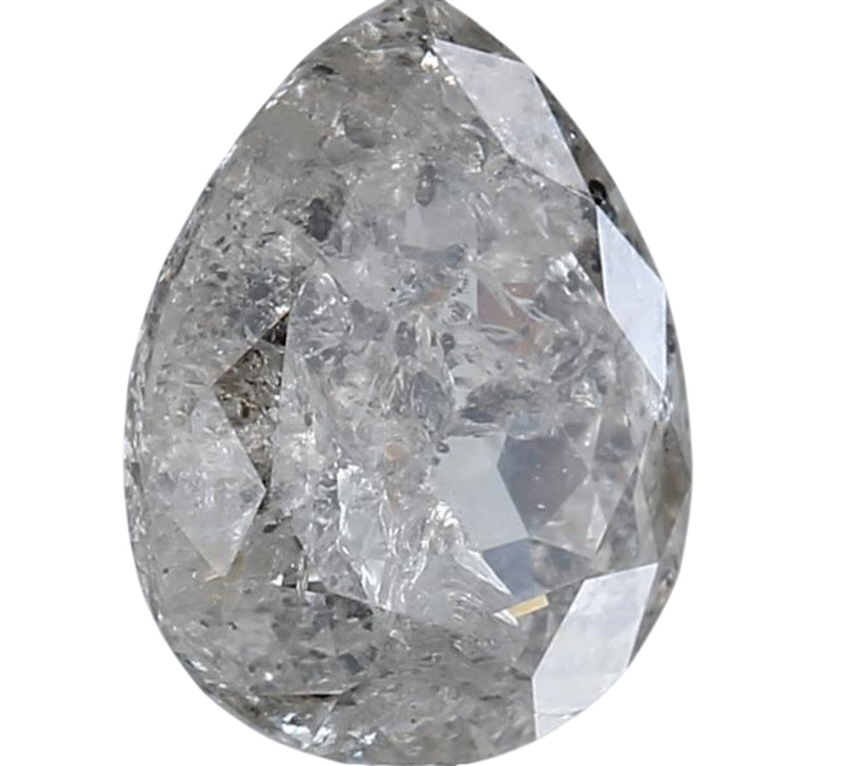 1.73 Carat Salt and Pepper Diamond, Natural Gray Color Pear Loose Diamond for Engagement Ring