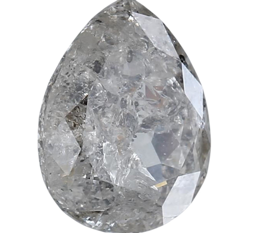 1.73 Carat Salt and Pepper Diamond, Natural Gray Color Pear Loose Diamond for Engagement Ring