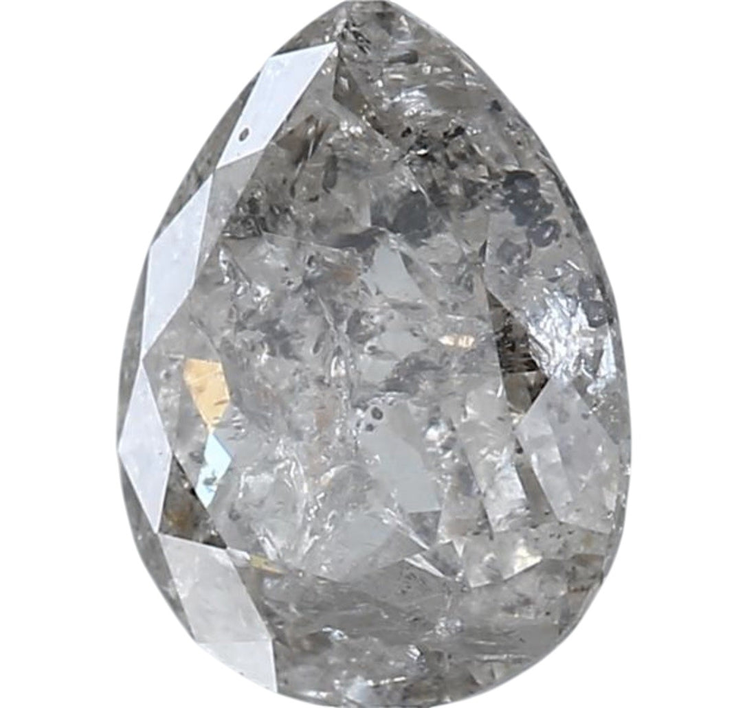 1.73 Carat Salt and Pepper Diamond, Natural Gray Color Pear Loose Diamond for Engagement Ring