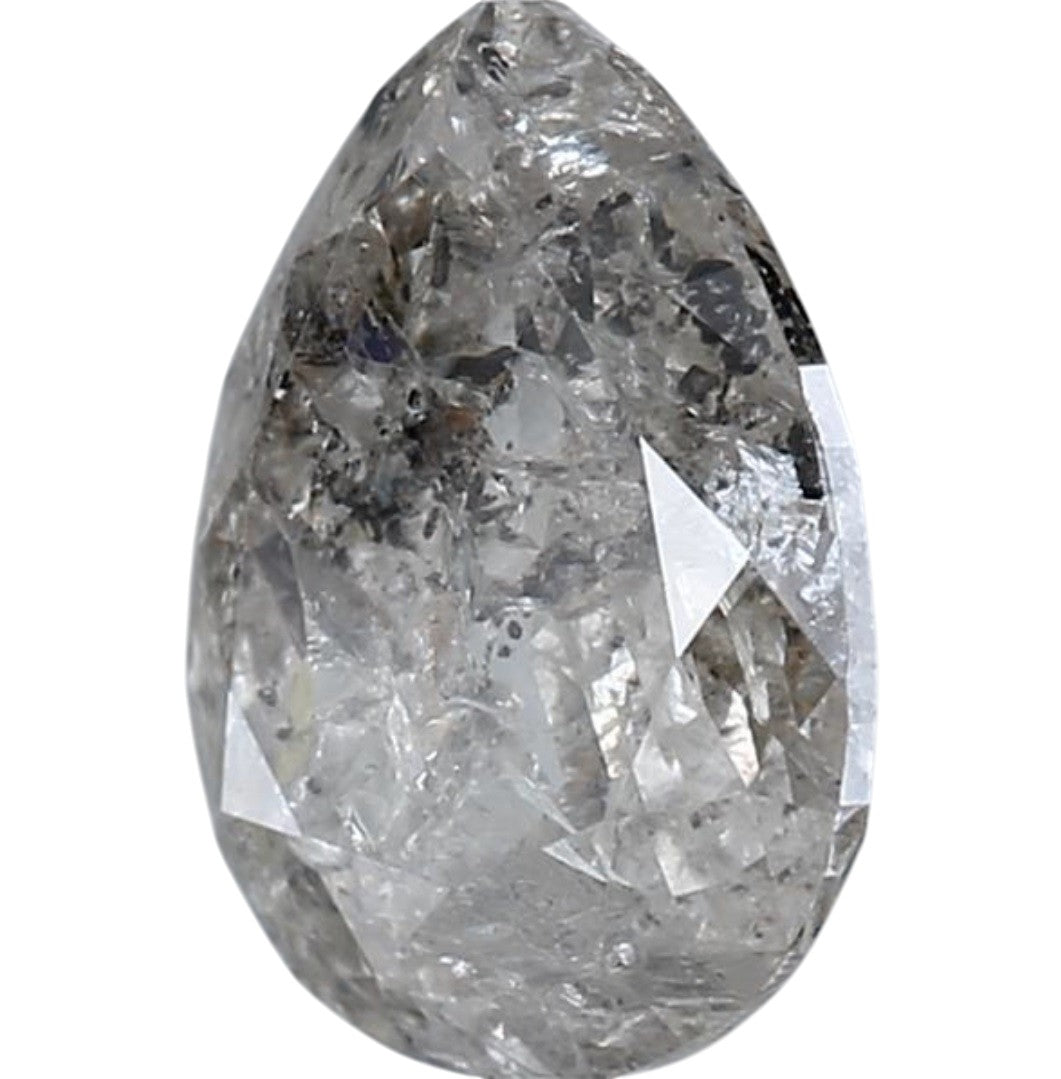 1.73 Carat Salt and Pepper Diamond, Natural Gray Color Pear Loose Diamond for Engagement Ring