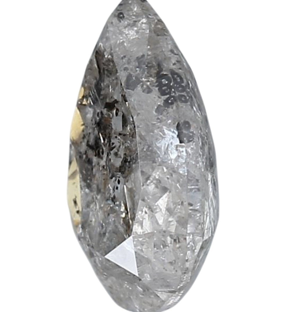 1.73 Carat Salt and Pepper Diamond, Natural Gray Color Pear Loose Diamond for Engagement Ring