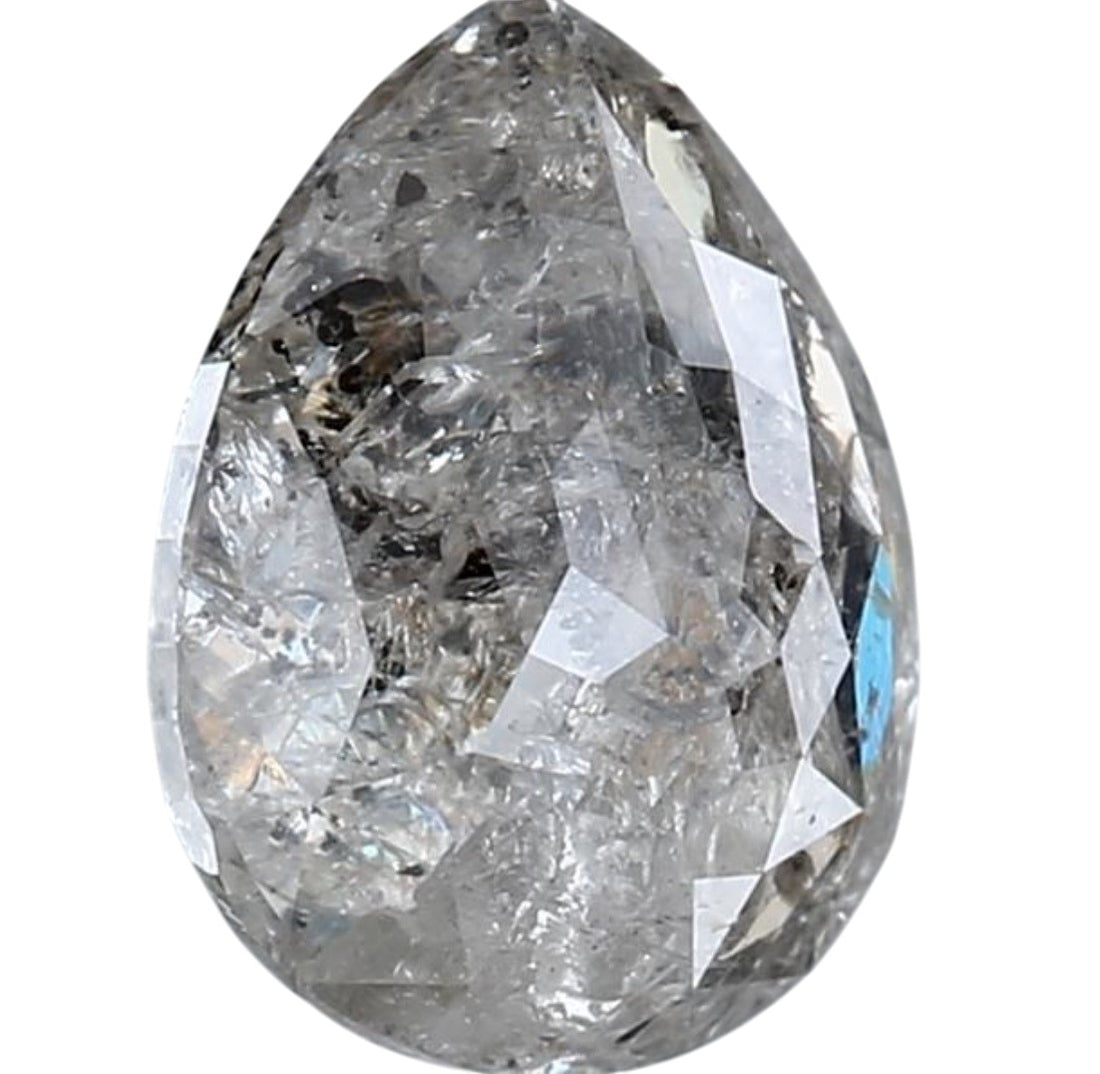 1.73 Carat Salt and Pepper Diamond, Natural Gray Color Pear Loose Diamond for Engagement Ring