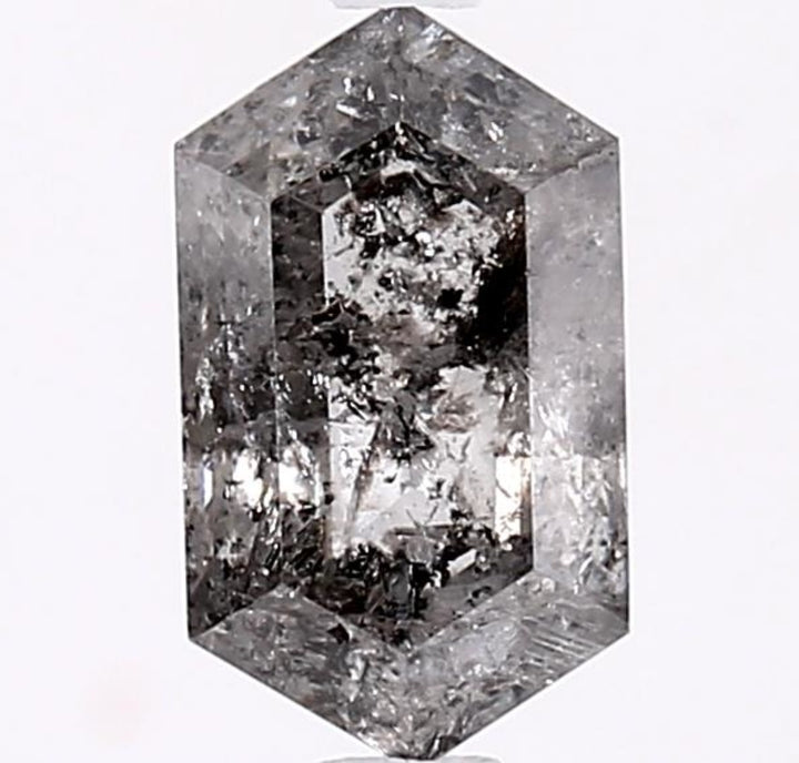 1.53 Carat Salt and Pepper Diamond, Natural Gray Color Hexagon Loose Diamond for Engagement Ring