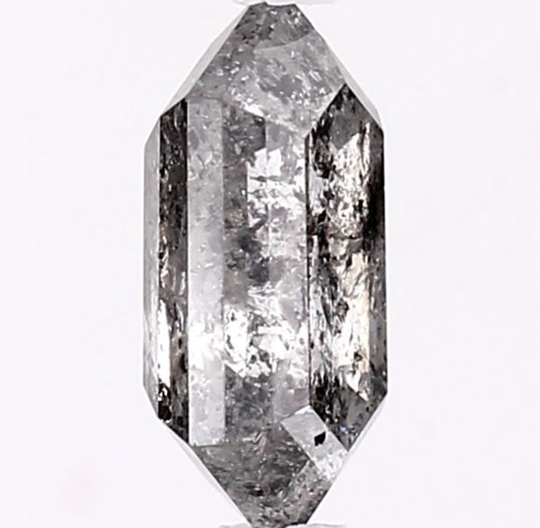 1.53 Carat Salt and Pepper Diamond, Natural Gray Color Hexagon Loose Diamond for Engagement Ring