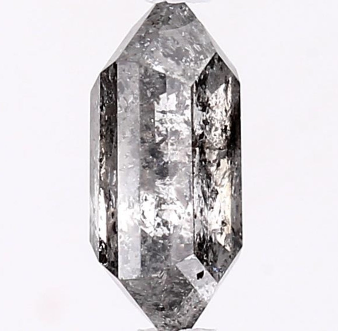 1.53 Carat Salt and Pepper Diamond, Natural Gray Color Hexagon Loose Diamond for Engagement Ring