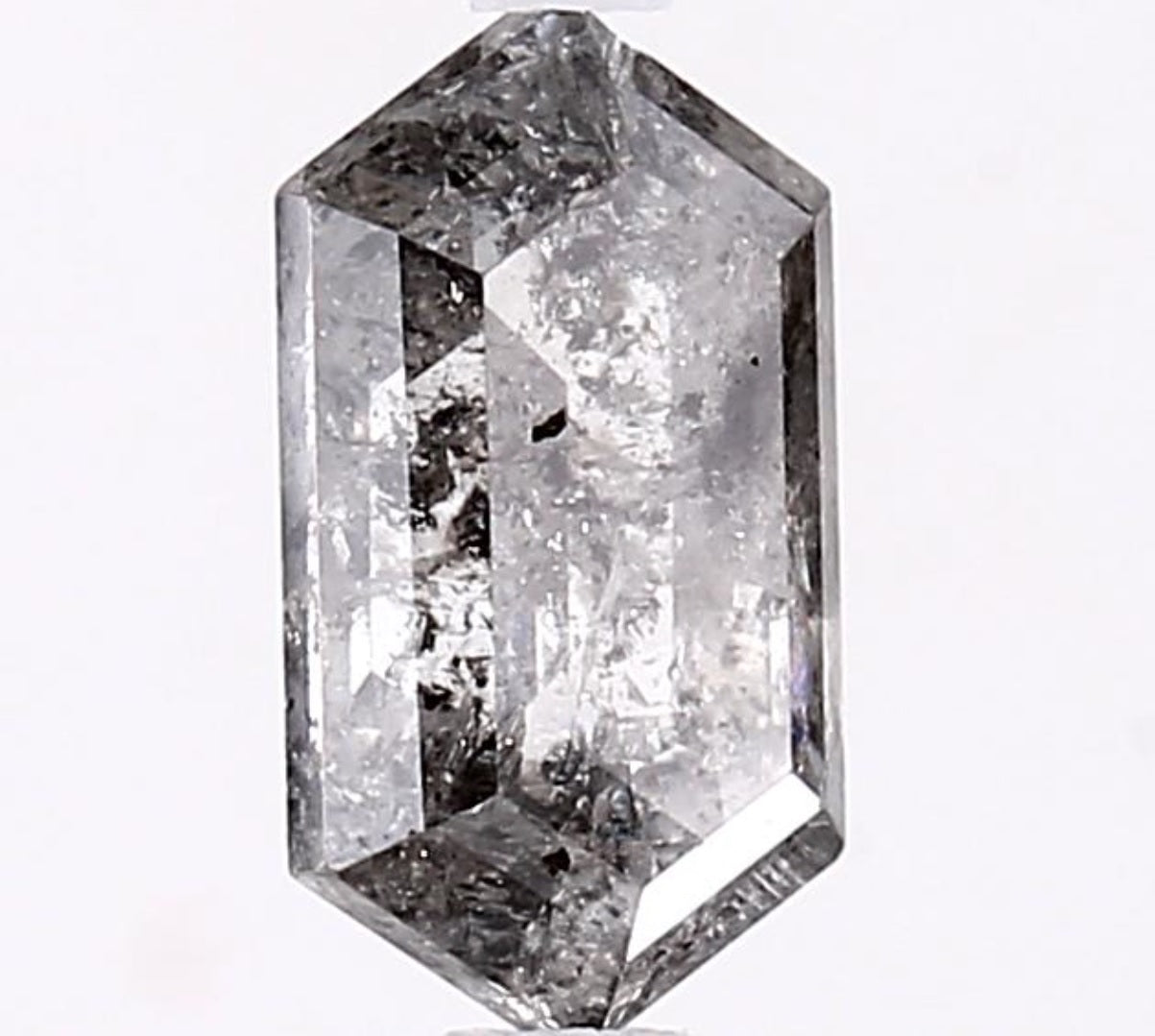 1.53 Carat Salt and Pepper Diamond, Natural Gray Color Hexagon Loose Diamond for Engagement Ring