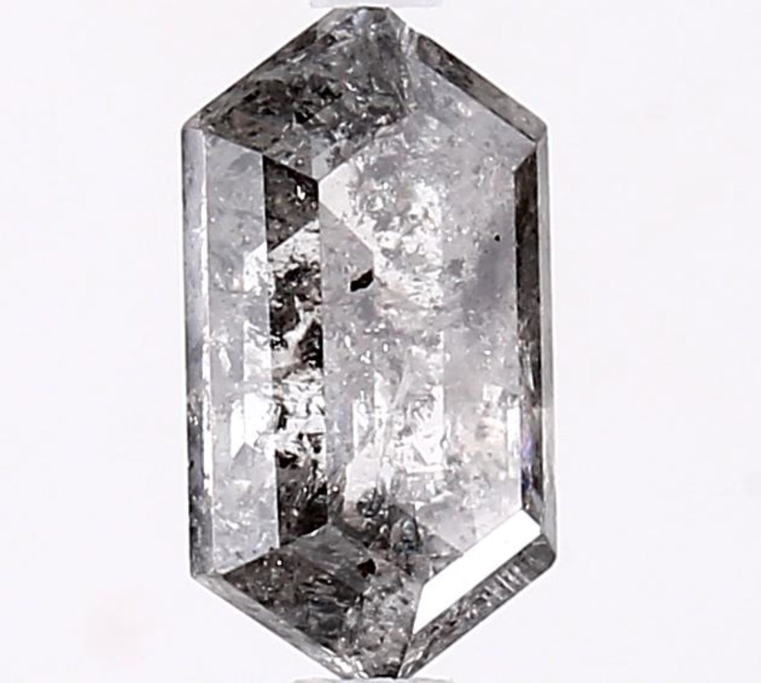 1.53 Carat Salt and Pepper Diamond, Natural Gray Color Hexagon Loose Diamond for Engagement Ring