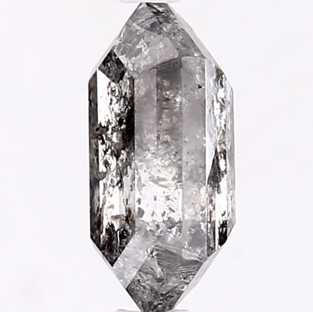 1.53 Carat Salt and Pepper Diamond, Natural Gray Color Hexagon Loose Diamond for Engagement Ring