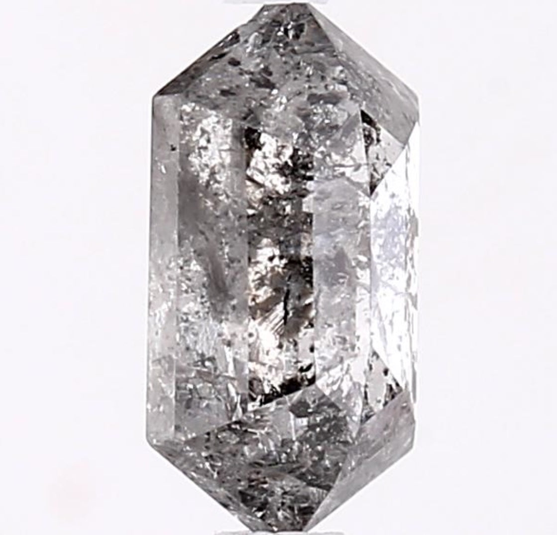 1.53 Carat Salt and Pepper Diamond, Natural Gray Color Hexagon Loose Diamond for Engagement Ring