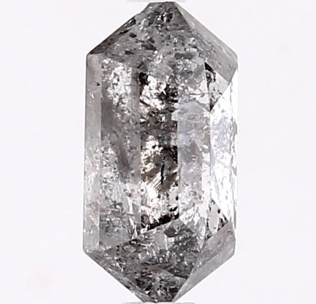1.53 Carat Salt and Pepper Diamond, Natural Gray Color Hexagon Loose Diamond for Engagement Ring
