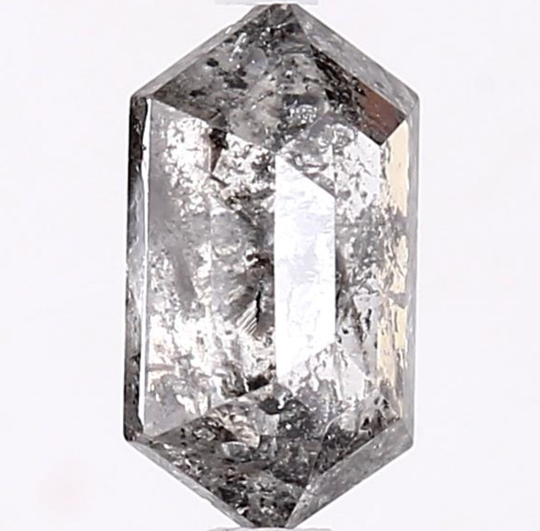 1.53 Carat Salt and Pepper Diamond, Natural Gray Color Hexagon Loose Diamond for Engagement Ring