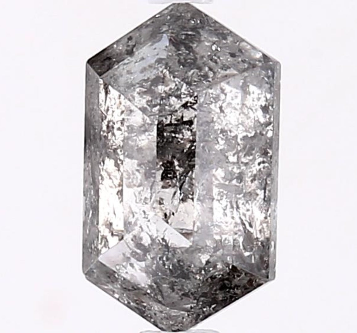 1.53 Carat Salt and Pepper Diamond, Natural Gray Color Hexagon Loose Diamond for Engagement Ring