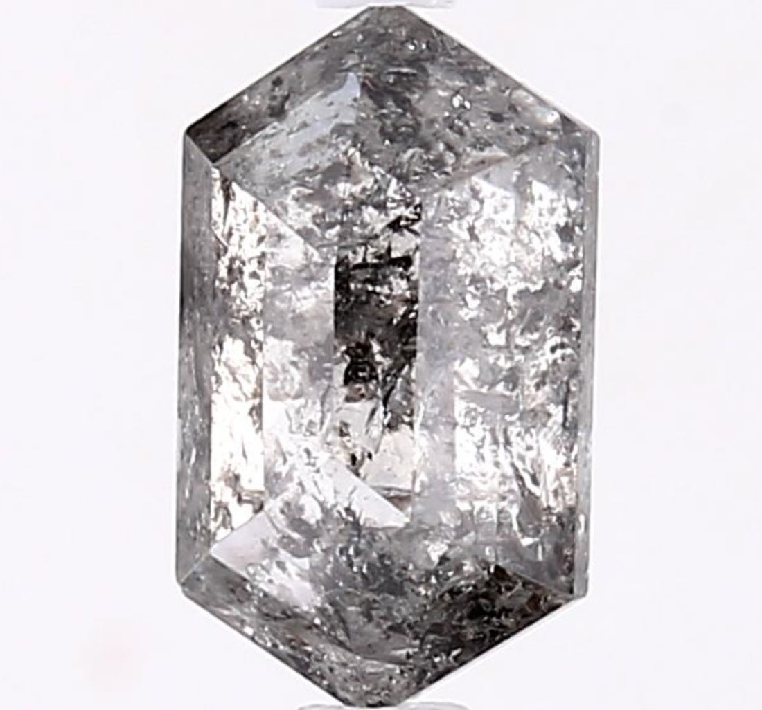 1.53 Carat Salt and Pepper Diamond, Natural Gray Color Hexagon Loose Diamond for Engagement Ring