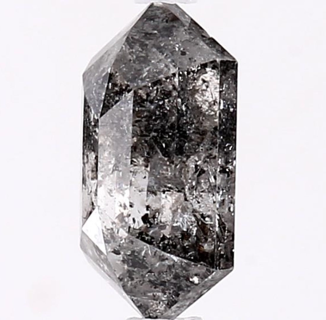 1.53 Carat Salt and Pepper Diamond, Natural Gray Color Hexagon Loose Diamond for Engagement Ring