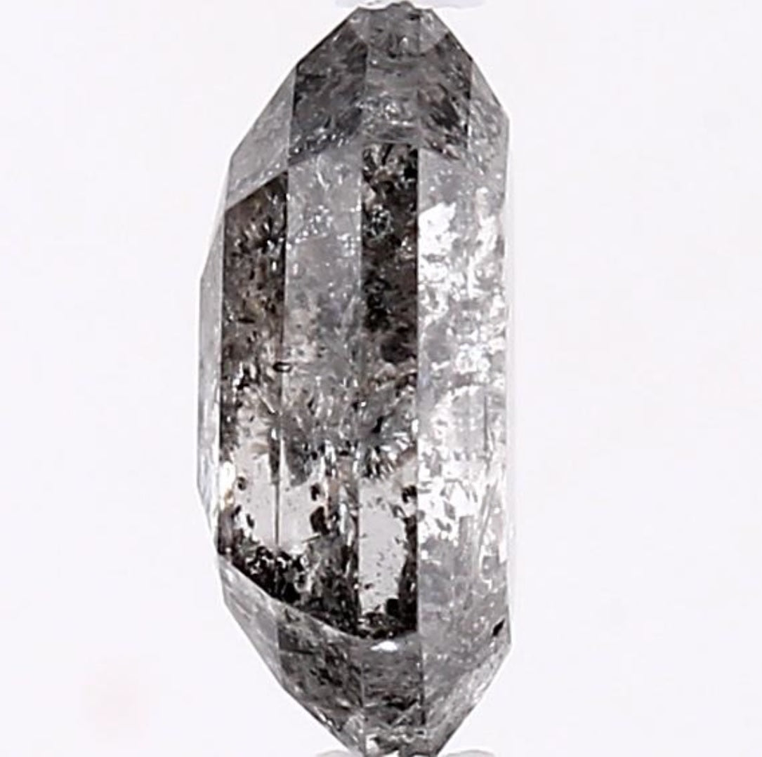 1.53 Carat Salt and Pepper Diamond, Natural Gray Color Hexagon Loose Diamond for Engagement Ring