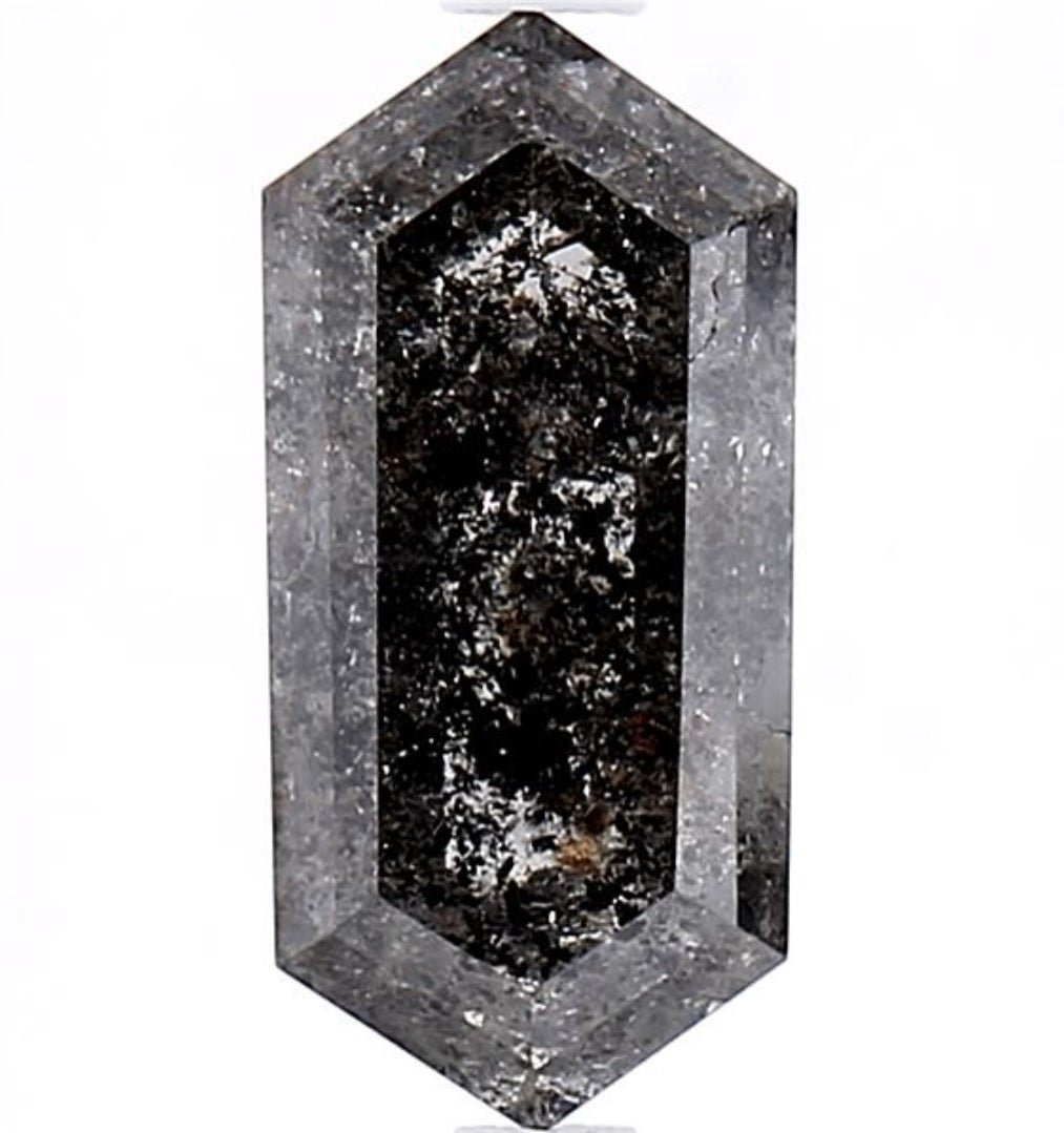 2.55 Carat Salt and Pepper Diamond, Natural Gray Color Hexagon Loose Diamond for Engagement Ring