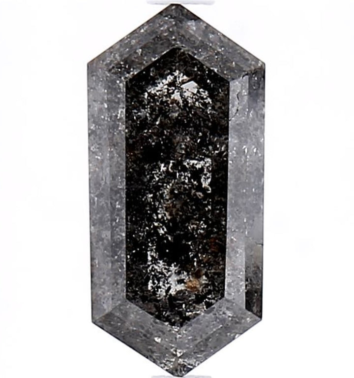 2.55 Carat Salt and Pepper Diamond, Natural Gray Color Hexagon Loose Diamond for Engagement Ring