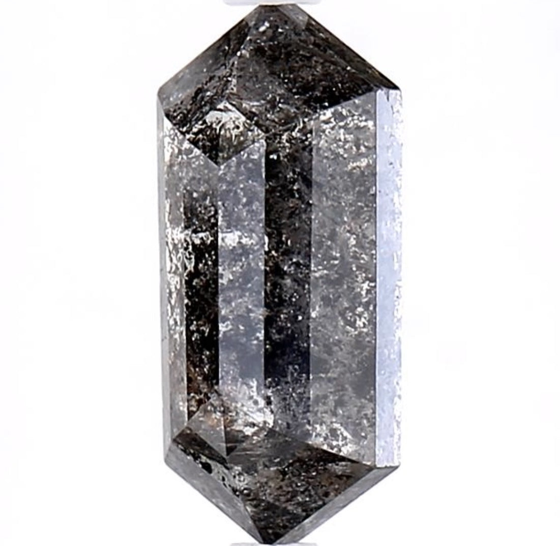 2.55 Carat Salt and Pepper Diamond, Natural Gray Color Hexagon Loose Diamond for Engagement Ring