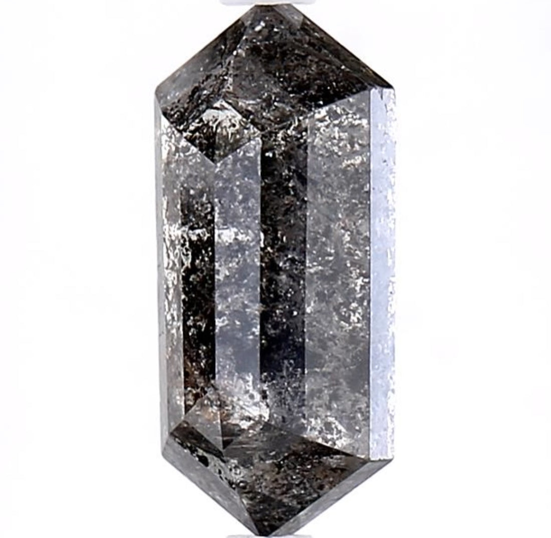 2.55 Carat Salt and Pepper Diamond, Natural Gray Color Hexagon Loose Diamond for Engagement Ring