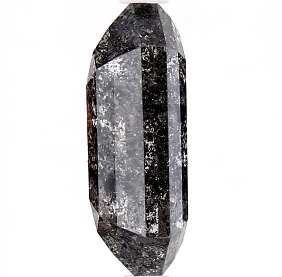 2.55 Carat Salt and Pepper Diamond, Natural Gray Color Hexagon Loose Diamond for Engagement Ring